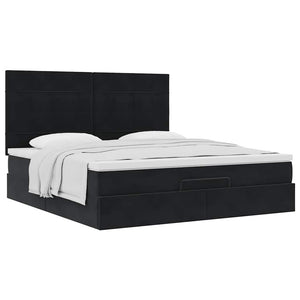 vidaXL Ottoman Bed with Mattresses Black 160x200cm Velvet