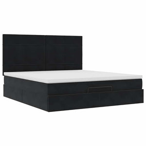 vidaXL Ottoman Bed with Mattresses Black 160x200cm Velvet