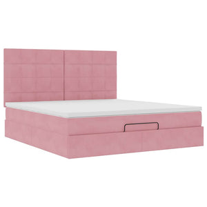 vidaXL Ottoman Bed with Mattresses Pink 160x200cm Velvet