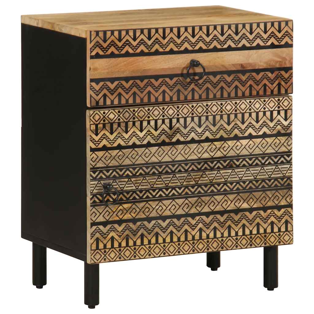 vidaXL Bed Cabinet Black 50x33x60 cm Solid Rough Wood Mango