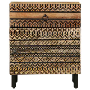 vidaXL Bed Cabinet Black 50x33x60 cm Solid Rough Wood Mango