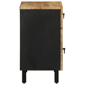 vidaXL Bed Cabinet Black 50x33x60 cm Solid Rough Wood Mango