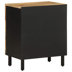 vidaXL Bed Cabinet Black 50x33x60 cm Solid Rough Wood Mango