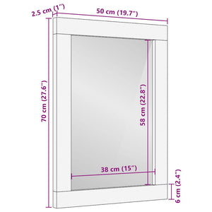 vidaXL Bathroom Mirror 50x70 cm Solid Wood Mango and Glass