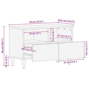 vidaXL TV Cabinet 70x33.5x46 cm Solid Wood Mango