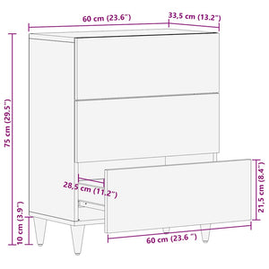 vidaXL Sideboard 60x33.5x75 cm Solid Wood Mango