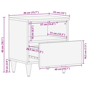 vidaXL Bedside Cabinet 40x33x46 cm Solid Wood Mango