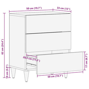 vidaXL Bedside Cabinet 50x33x60 cm Solid Wood Mango