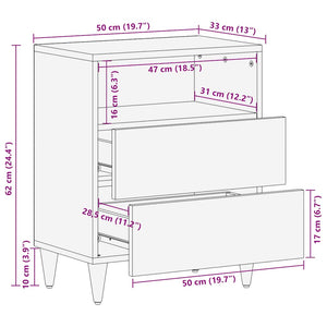 vidaXL Bedside Cabinet 50x33x60 cm Solid Wood Mango