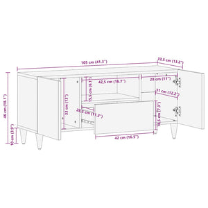 vidaXL TV Cabinet 105x33.5x46 cm Solid Wood Mango