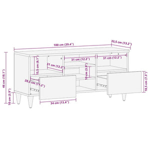 vidaXL TV Cabinet 100x33.5x46 cm Solid Wood Mango