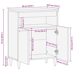 vidaXL Sideboard 60x33.5x75 cm Solid Wood Mango