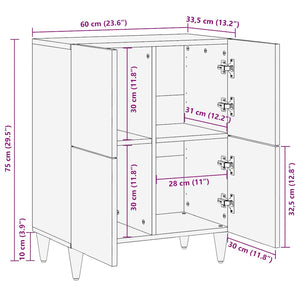 vidaXL Sideboard 60x33.5x75 cm Solid Wood Mango