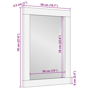 vidaXL Bathroom Mirror 50x3x70 cm Solid Wood Mango