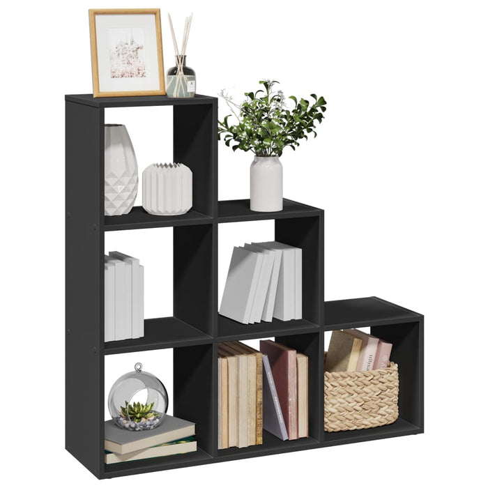 vidaXL Room Divider Bookcase 3-Tier Black 99x29x99 cm Engineered Wood