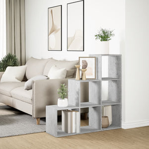 vidaXL Room Divider Bookcase 3-Tier Concrete Grey 99x29x99 cm Engineered Wood