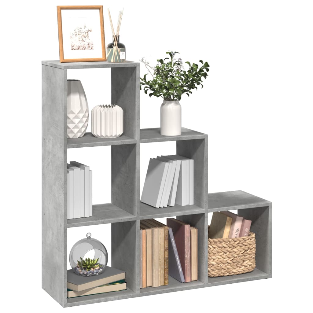 vidaXL Room Divider Bookcase 3-Tier Concrete Grey 99x29x99 cm Engineered Wood