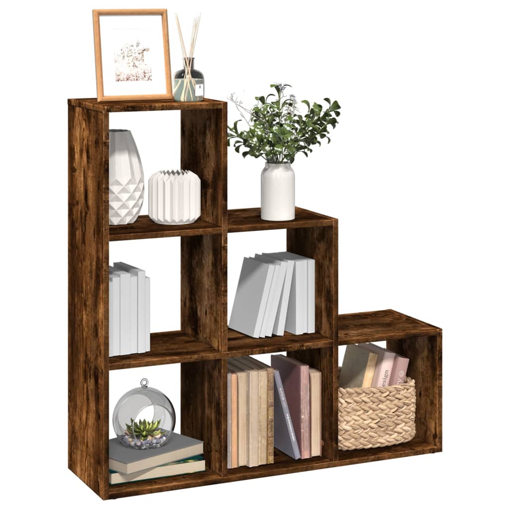 vidaXL Room Divider Bookcase 3-Tier Smoked Oak 99x29x99 cm Engineered Wood