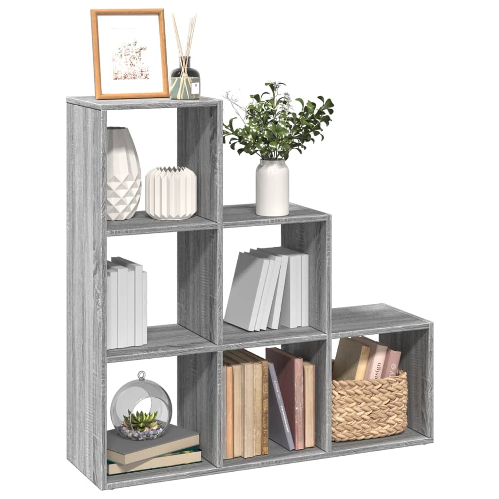 vidaXL Room Divider Bookcase 3-Tier Grey Sonoma 99x29x99 cm Engineered Wood