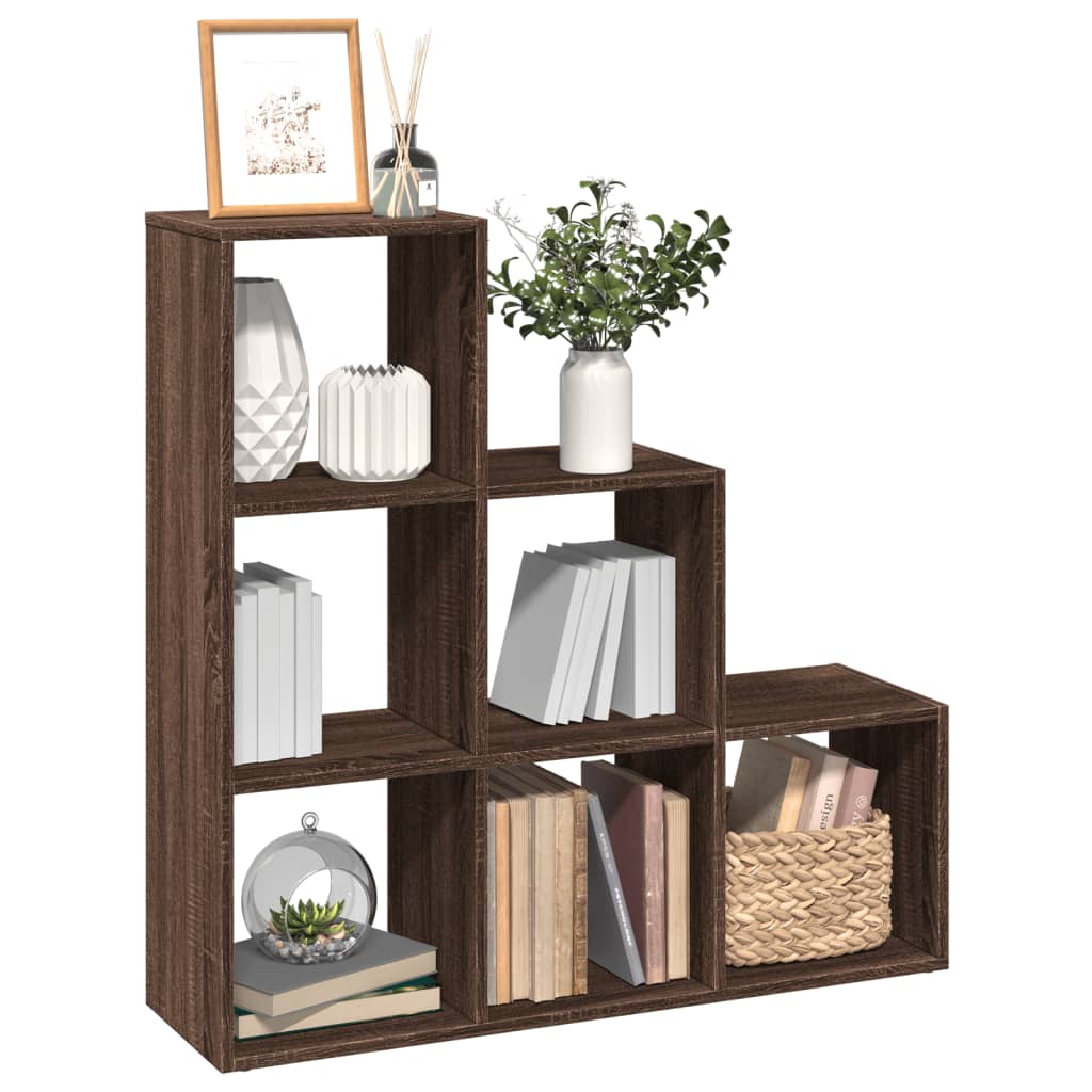 vidaXL Room Divider Bookcase 3-Tier Brown Oak 99x29x99 cm Engineered Wood