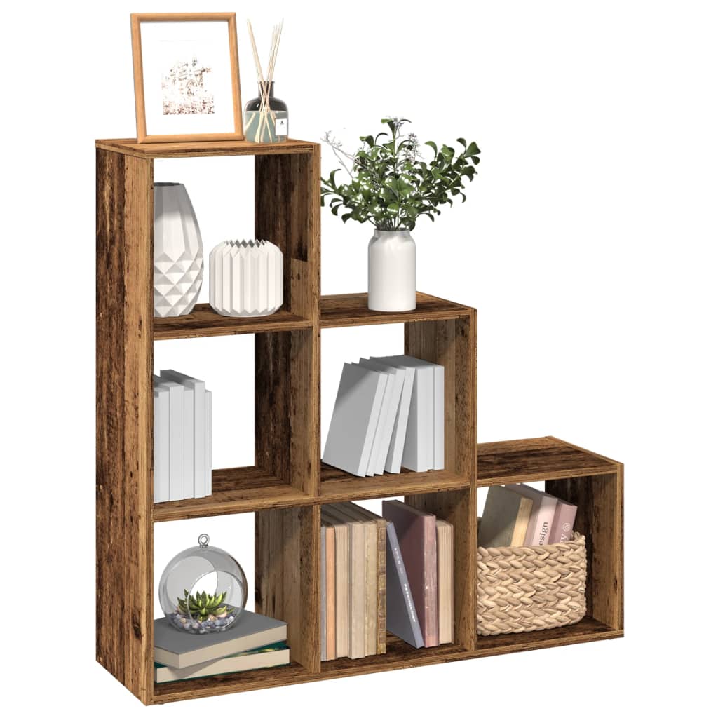 vidaXL Room Divider Bookcase 3-Tier Old Wood 99x29x99 cm Engineered Wood