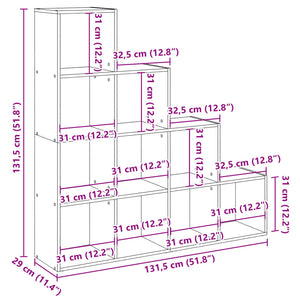 vidaXL Room Divider Bookcase 4-Tier White 131.5x29x131.5 cm Engineered Wood