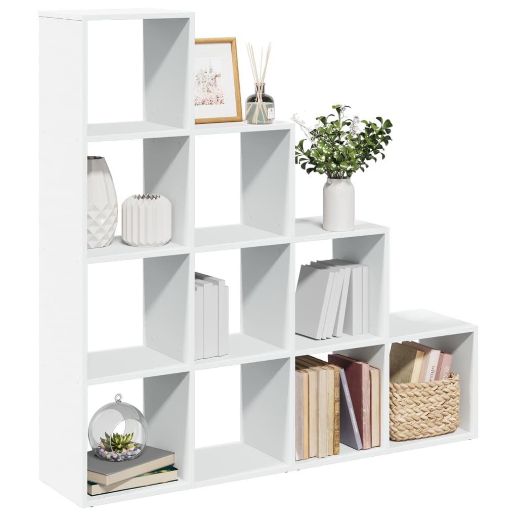 vidaXL Room Divider Bookcase 4-Tier White 131.5x29x131.5 cm Engineered Wood