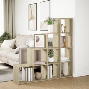 vidaXL Room Divider Bookcase 4-Tier Sonoma Oak 131.5x29x131.5 cm Engineered Wood