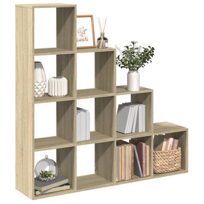 vidaXL Room Divider Bookcase 4-Tier Sonoma Oak 131.5x29x131.5 cm Engineered Wood