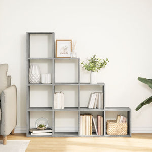 vidaXL Room Divider Bookcase 4-Tier Concrete Grey 131.5x29x131.5 cm Engineered Wood