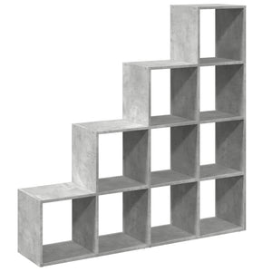 vidaXL Room Divider Bookcase 4-Tier Concrete Grey 131.5x29x131.5 cm Engineered Wood