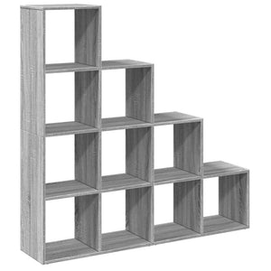 vidaXL Room Divider Bookcase 4-Tier Grey Sonoma 131.5x29x131.5 cm Engineered Wood