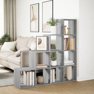 vidaXL Room Divider Bookcase 4-Tier Grey Sonoma 131.5x29x131.5 cm Engineered Wood