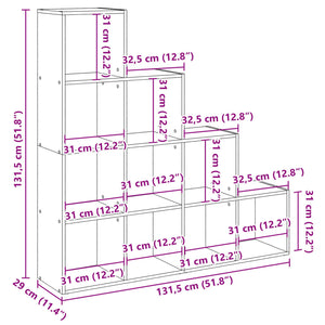 vidaXL Room Divider Bookcase 4-Tier Grey Sonoma 131.5x29x131.5 cm Engineered Wood