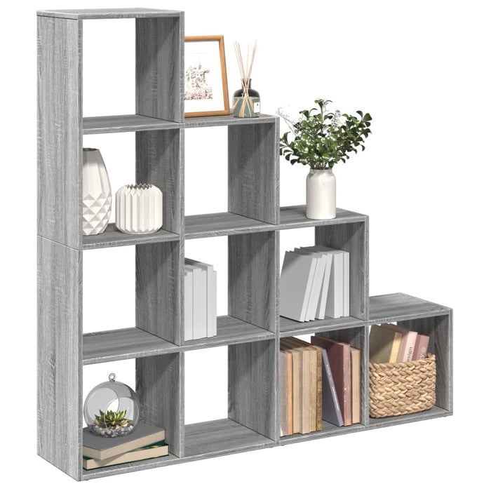 vidaXL Room Divider Bookcase 4-Tier Grey Sonoma 131.5x29x131.5 cm Engineered Wood