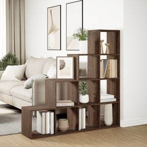 vidaXL Room Divider Bookcase 4-Tier Brown Oak 131.5x29x131.5 cm Engineered Wood