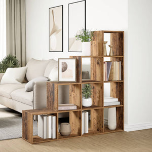 vidaXL Room Divider Bookcase 4-Tier Old Wood 131.5x29x131.5 cm Engineered Wood