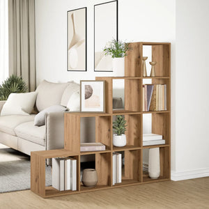 vidaXL Room Divider Bookcase 4-Tier Artisan Oak 131.5x29x131.5 cm Engineered Wood