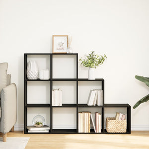 vidaXL Room Divider Bookcase 3-Tier Black 137.5x29x103.5 cm Engineered Wood