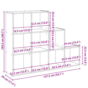 vidaXL Room Divider Bookcase 3-Tier Black 137.5x29x103.5 cm Engineered Wood