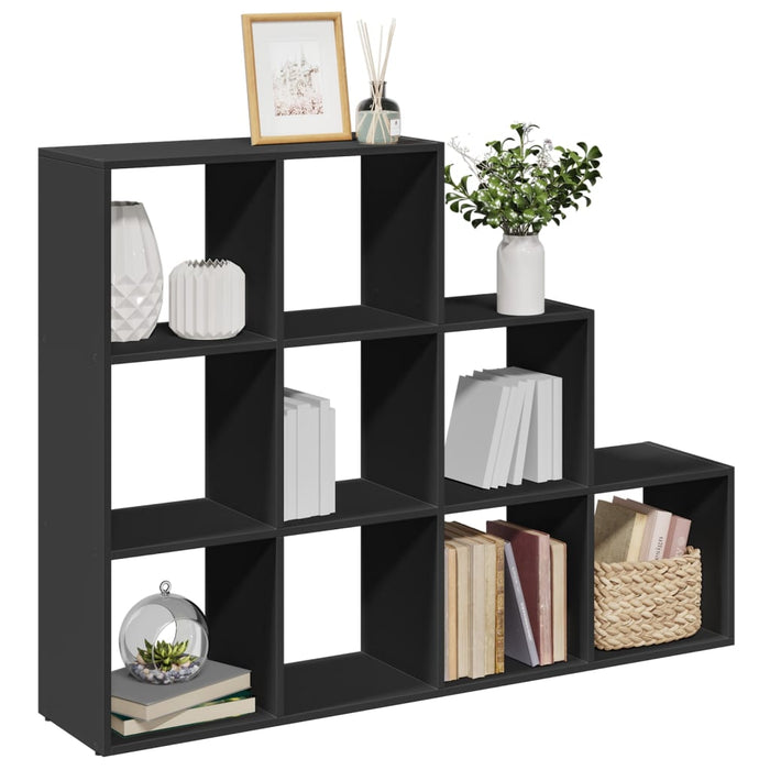 vidaXL Room Divider Bookcase 3-Tier Black 137.5x29x103.5 cm Engineered Wood