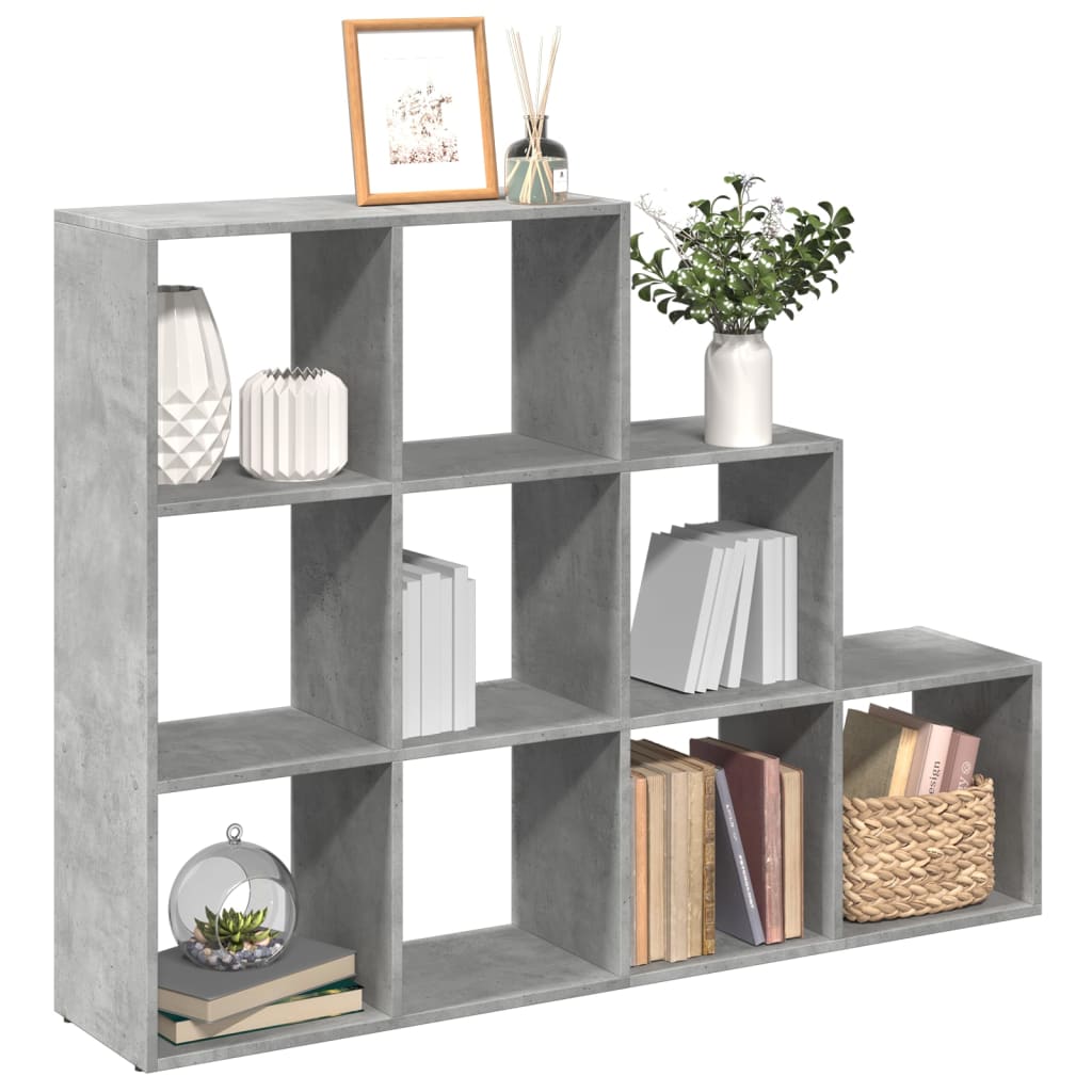 vidaXL Room Divider Bookcase 3-Tier Concrete Grey 137.5x29x103.5 cm Engineered Wood