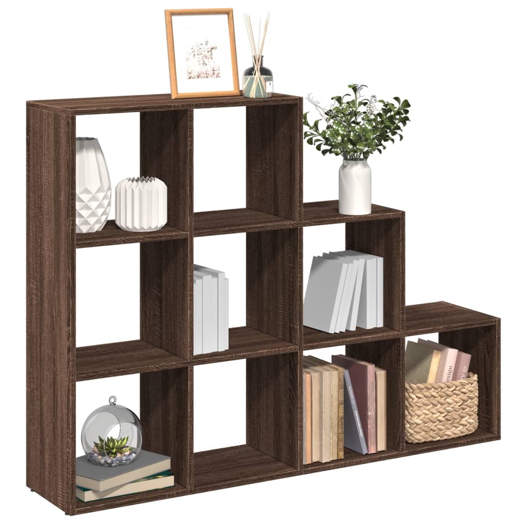 vidaXL Room Divider Bookcase 3-Tier Brown Oak 137.5x29x103.5 cm Engineered Wood