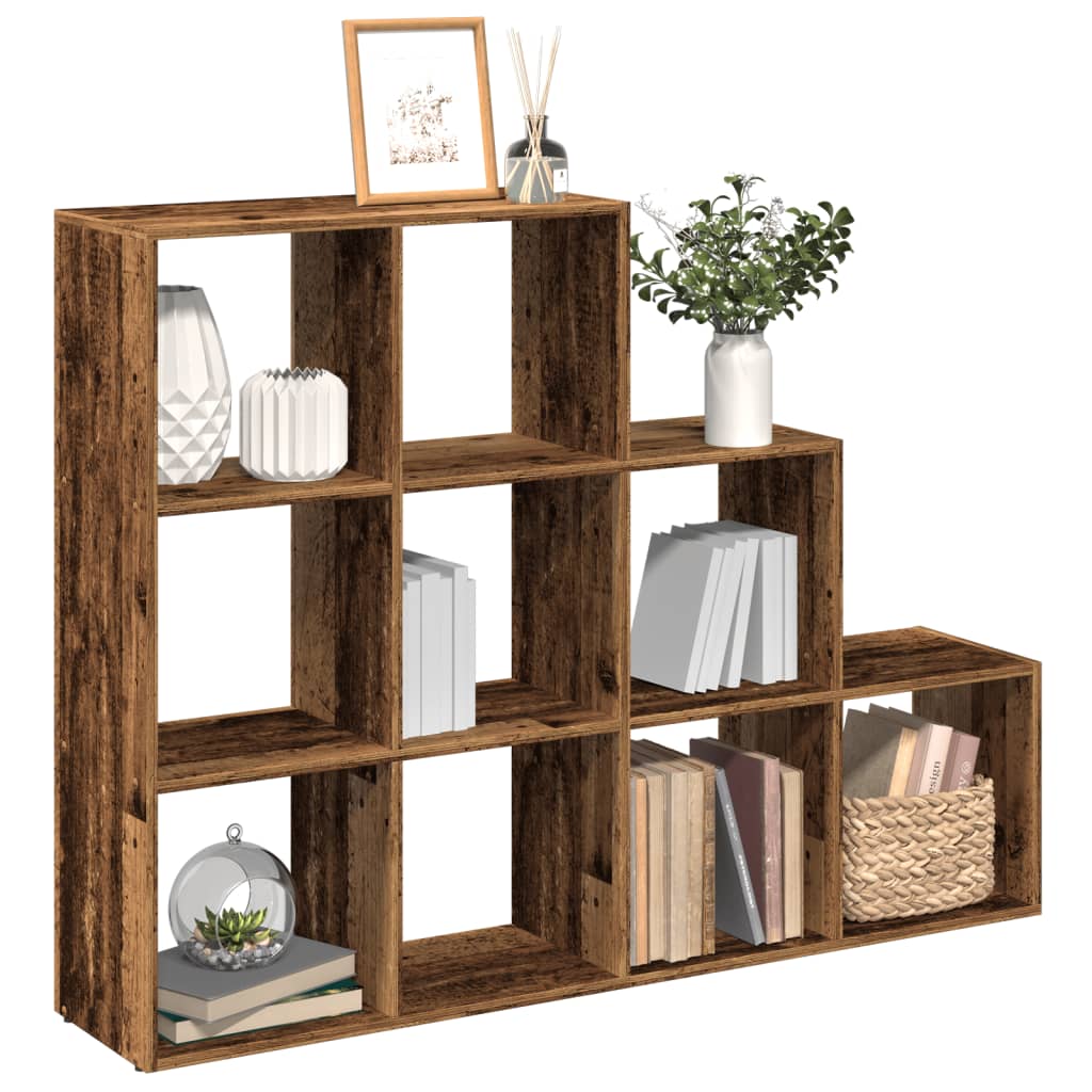 vidaXL Room Divider Bookcase 3-Tier Old Wood 137.5x29x103.5 cm Engineered Wood