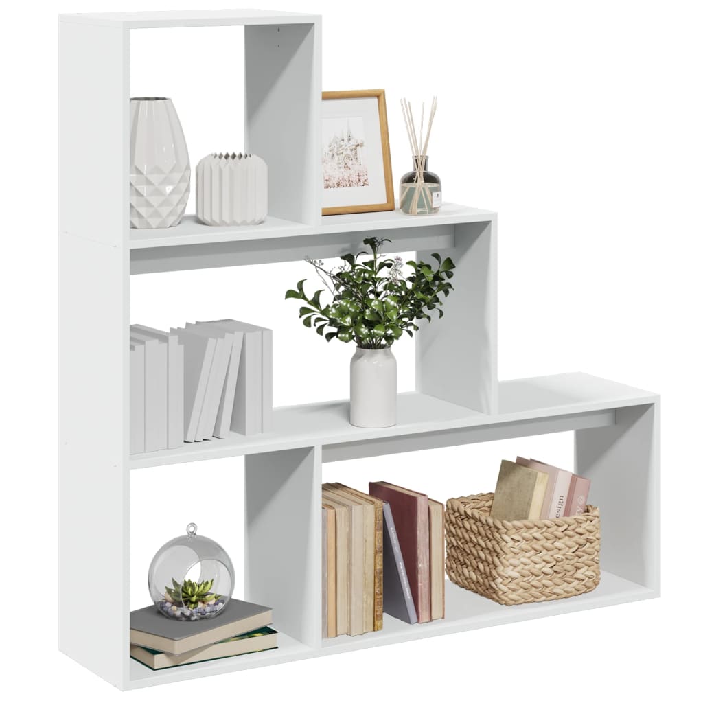 vidaXL Room Divider Bookcase 3-Tier White 123x29x123 cm Engineered Wood