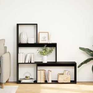 vidaXL Room Divider Bookcase 3-Tier Black 123x29x123 cm Engineered Wood