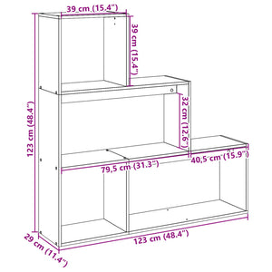 vidaXL Room Divider Bookcase 3-Tier Black 123x29x123 cm Engineered Wood