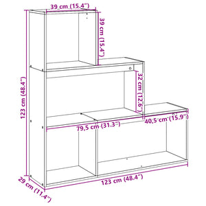 vidaXL Room Divider Bookcase 3-Tier Sonoma Oak 123x29x123 cm Engineered Wood