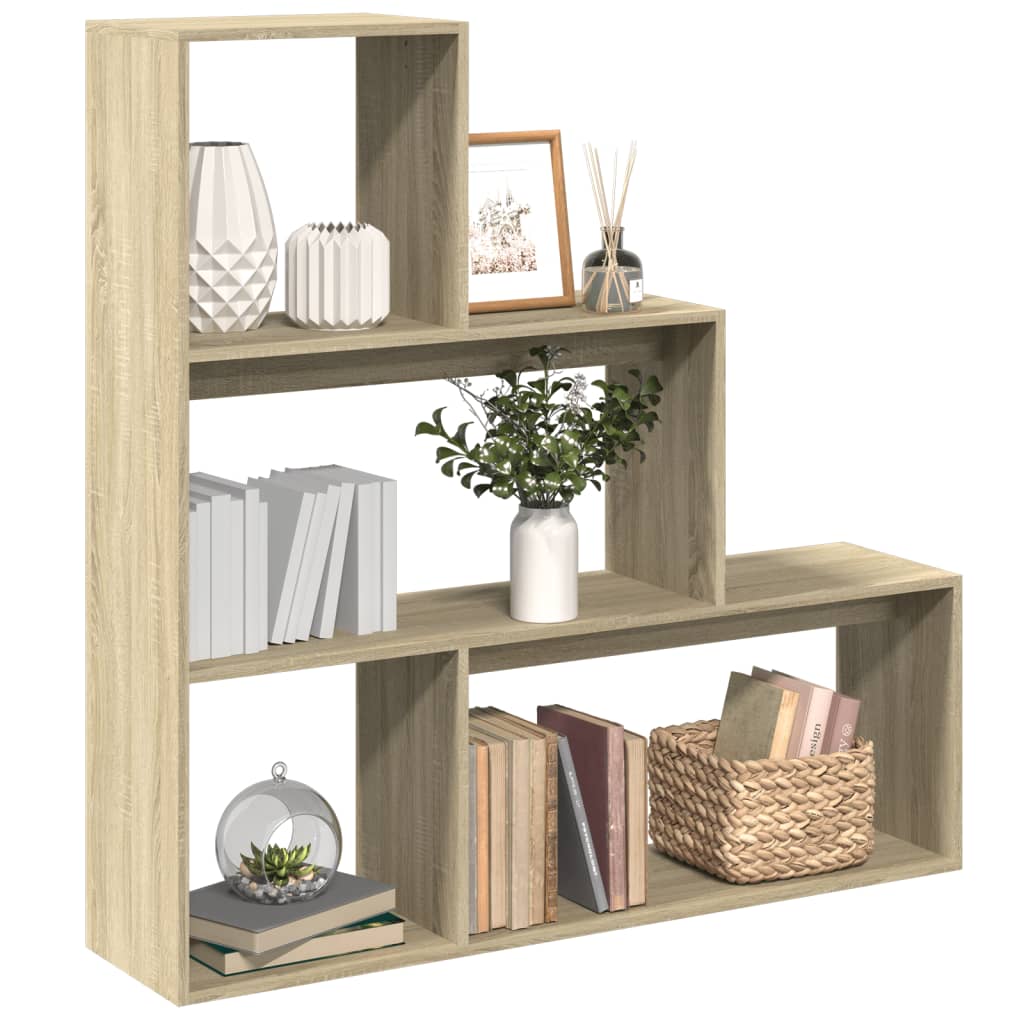 vidaXL Room Divider Bookcase 3-Tier Sonoma Oak 123x29x123 cm Engineered Wood