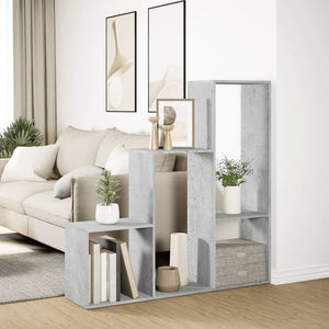 vidaXL Room Divider Bookcase 3-Tier Concrete Grey 123x29x123 cm Engineered Wood